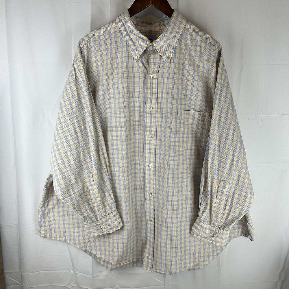 Mercer & Sons Dress Shirt Mens 20-34 Yellow Blue Check Button Down‎ Made USA